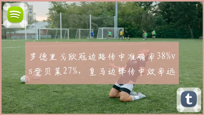 罗德里戈欧冠边路传中准确率38%vs登贝莱27%，皇马边锋传中效率远超巴黎旧将